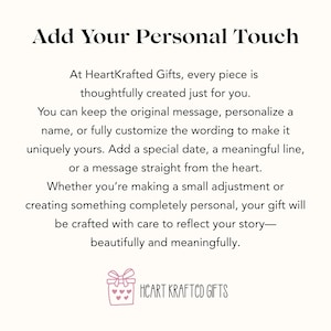 May include: White background with the text "Add Your Personal Touch." The text describes the ability to personalize gifts with names, dates, or custom wording. The HeartKrafted Gifts logo is at the bottom.