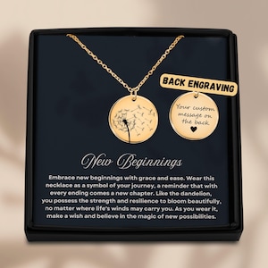 Regalo personalizzato per un nuovo inizio, collana con dente di leone per un nuovo capitolo da donna, gioielli regalo per la pensione, regalo per un nuovo lavoro, un nuovo inizio, regalo per il divorzio