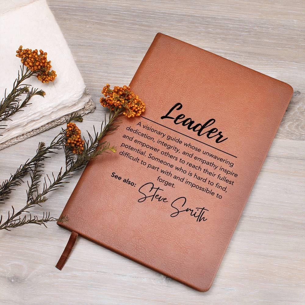 Personalized Leader Gift, Custom Leather Journal, Gift for a team leader, coach, employee appreciation, Coworker Mentor, Boss, Teacher gifts