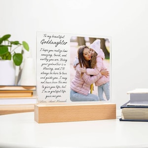 Presentes personalizados para afilhada, da madrinha: placa de acrílico com foto, presente para primeira comunhão, batizado ou aniversário. imagem 6