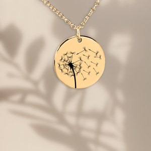 Personalized Engraved Dandelion Necklace for women, Gift for girls, Good luck Gift, Motivation gift for Daughter, Best friend, Gifts for her