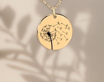 Collar personalizado con diente de león grabado para mujer, regalo para niñas, regalo de buena suerte, regalo de motivación para hija, mejor amiga, regalos para ella.