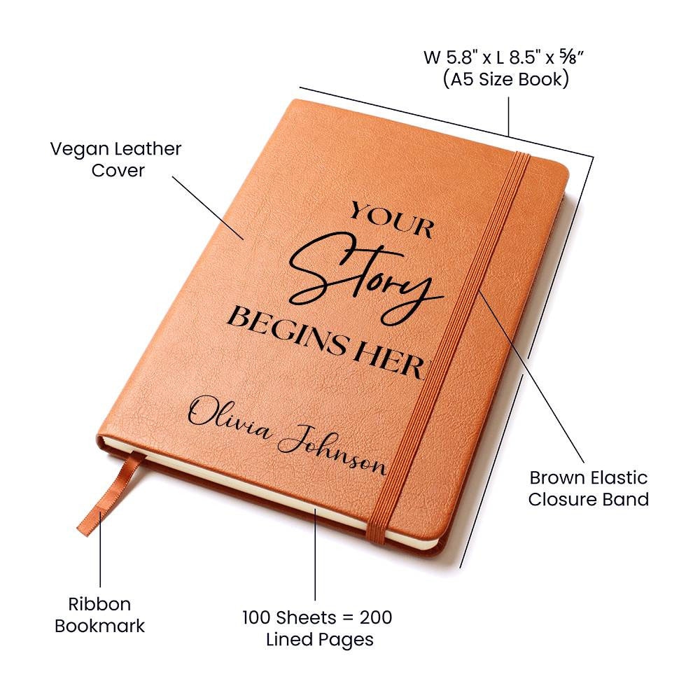 Personalized New beginnings journal, Your story begins here new chapter gift, Fresh start gifts for her, Off to college gift, Coworker gift