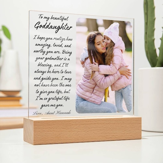 Personalized Goddaughter gifts from Godmother, Acrylic Plaque with Photo, First Communion gift for Goddaughter, Baptism gift, Birthday gift