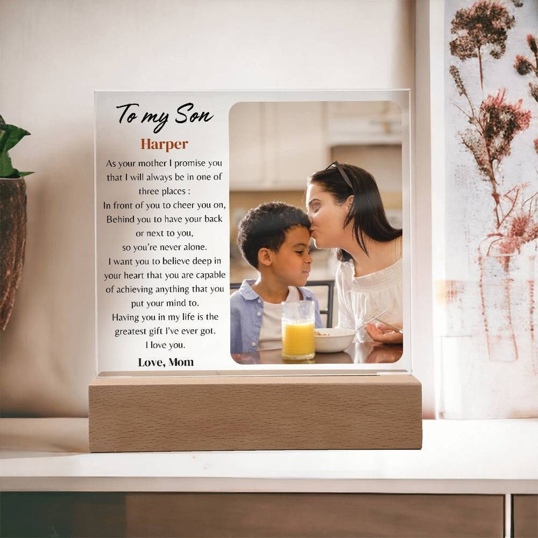 Personalized Son Gifts From Mom, to My Son Plaque With Photo, Mom and