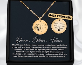Personalized Dandelion Necklace for women, Graduation gift for Daughter, Off to college gift, New beginnings gift New chapter gift for girls