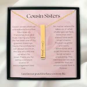 Custom cousin necklace engraved with names, Gift for cousin sister, Female cousin gift, Cousin birthday gift, Christmas gift, Gold jewelry