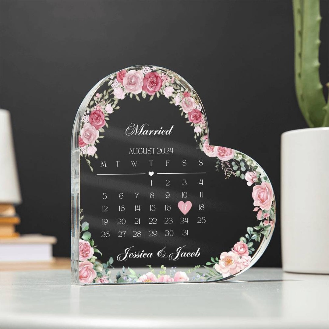 Personalized Wedding Gift for Couple Unique, Heart Plaque With Wedding ...
