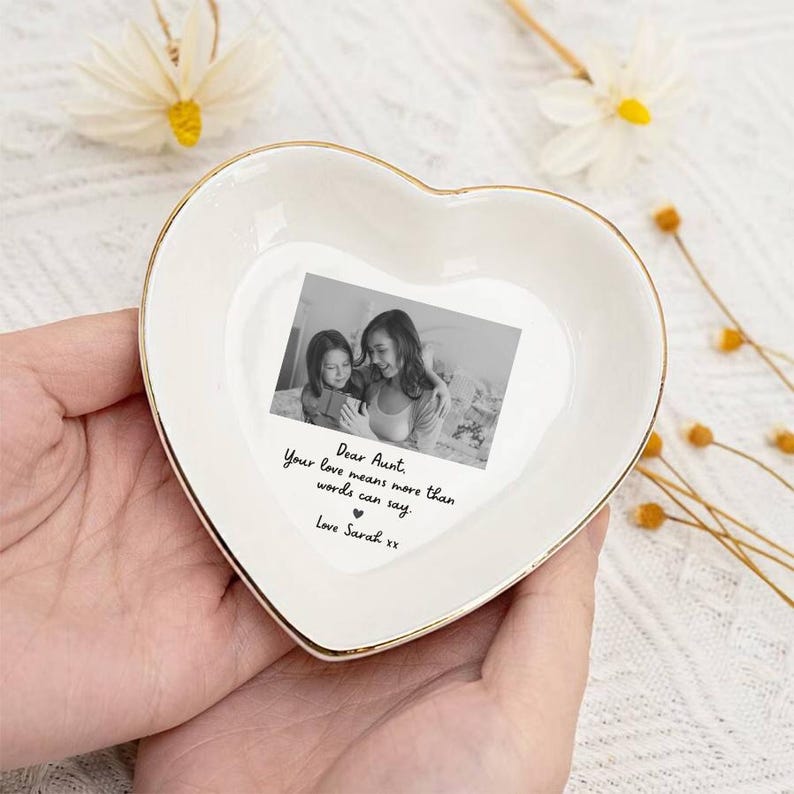 Personalized Aunt Gift Jewelry Dish, Photo Gift for Aunt, Auntie Mother’s Day Gift, Custom Ring Dish,Aunt Birthday Gift from Niece or Nephew image 9