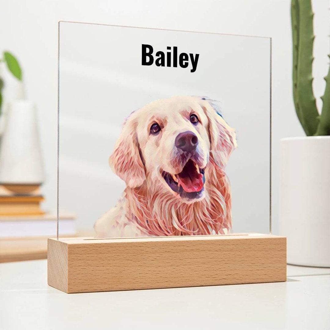 Custom Pet Portrait Acrylic Plaque, Personalized Pet Portrait From