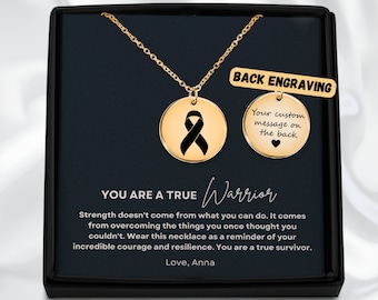 Personalized Warrior gift for Cancer survivor, Cancer ribbon necklace for women, beat cancer strength gift, Breast cancer encouragement gift