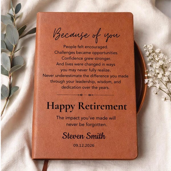 Retirement Gift for Coworker, Personalized journal, Employee Retired, Farewell Gift for Boss, Mentor Team Leader Manager Retiring gift men