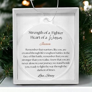 Décoration de Noël en acrylique, cadeau guerrier personnalisé, cadeau pour patient atteint de cancer, cadeau de motivation, cadeau de rétablissement, souvenir de force image 6