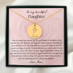 A mi hija collar, regalos de madre hija personalizados, regalo de hija de papá, collar de flores de nacimiento, regalo de cumpleaños, regalo de Navidad