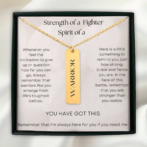 Collar de regalo de guerrero personalizado, regalo de adversidad para un amigo, recuerdo de fortaleza, regalo de aliento, regalo de sobreviviente de cáncer, regalo de recuperación