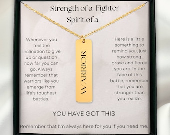 Warrior Gift Necklace Personalized, Hardship Gift for friend, Strength Keepsake, Encouragement gift, Cancer Survivor gift, Recovery gift