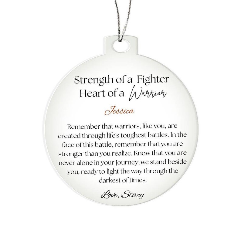 Décoration de Noël en acrylique, cadeau guerrier personnalisé, cadeau pour patient atteint de cancer, cadeau de motivation, cadeau de rétablissement, souvenir de force image 2