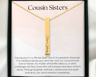 Collana personalizzata per cugina e sorella, regalo di compleanno per cugina, regalo di Natale per cugina, regalo di nozze per cugina, regalo di riunione inciso