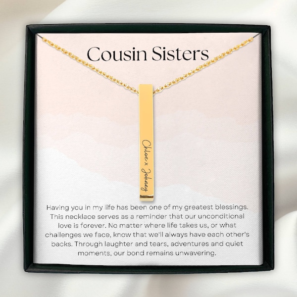 Personalized cousin sister necklace, Cousin birthday gift, Christmas gift Female Cousin gift, Wedding gift for Cousin, Reunion gift engraved