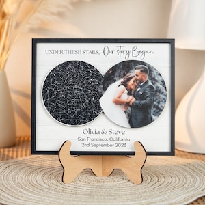 Targa personalizzata con mappa stellare del cielo notturno, regalo di matrimonio per il marito, regalo di anniversario per la moglie, regalo per sposi novelli, regalo di fidanzamento per il giorno in cui ci siamo sposati
