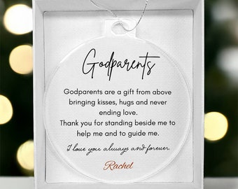Enfeite de Natal personalizado em acrílico para padrinhos, presente para madrinha, presente da afilhada, presente de padrinho do afilhado, presente de Ação de Graças.
