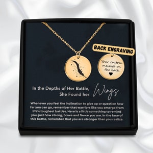 Collar de guerrero personalizado, regalos para el cáncer de mama, regalo para sobrevivientes de cáncer, regalos de recuperación, regalo de aliento, paquete de cuidados para el cáncer para mujeres