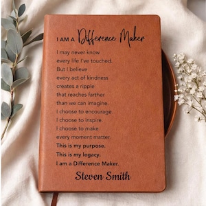 Diario personalizado para personas que marcan la diferencia, regalo de agradecimiento para profesores, regalo para mentores, regalo para trabajadores sociales, regalo de agradecimiento para líderes y entrenadores.