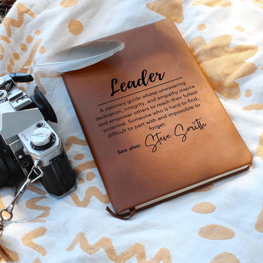 Personalized Leader Gift, Custom Leather Journal, Gift for a team leader, coach, employee appreciation, Coworker Mentor, Boss, Teacher gifts