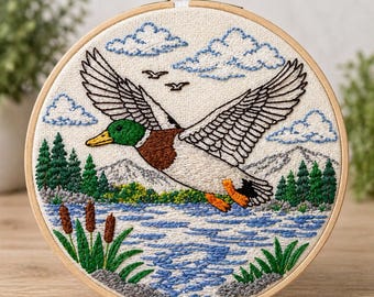 Patrón de bordado de pato real / Arte de aro de vida silvestre (Patrón PDF)