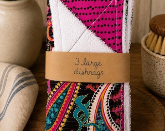 Boho Print Dishrag Set | Handmade Reusable Kitchen Cloths