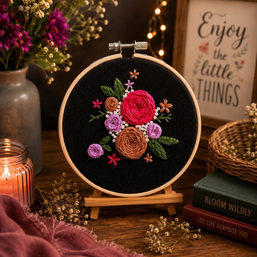 4 Hand Embroidered Hoop Art | Floral Cottagecore Wall Decor - Etsy