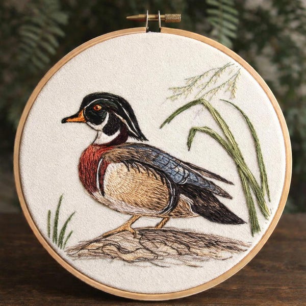 Wood Duck Embroidery Pattern | Wildlife Bird Design (PDF)