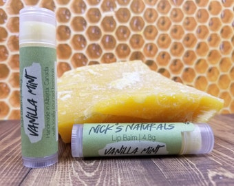 Moisturizing Beeswax Lip Balm with Olive Oil - Vanilla Mint Essential Oil