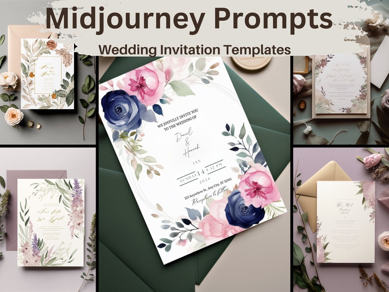 AI Art Wedding Invitation Templates Midjourney Prompts Etsy UK