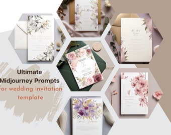 AI Art Etsy-ready Prompts Hochzeitseinladungsvorlagen, Midjourney, digitale Downloads, AI Art, Bestes Ergebnis Prompts