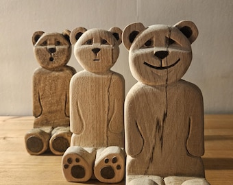Cute bear hand carved wooden phone/iPhone stand
