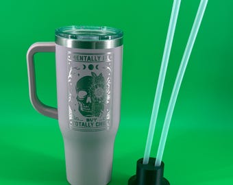 40oz Stainless Steel Tumbler – Laser Engraved Soft Matte Cresent Moon