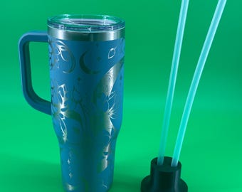 40oz Stainless Steel Tumbler – Laser Engraved Soft Matte Cresent Moon