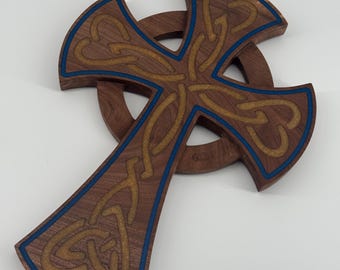 Walnut Celtic-Style Wooden Cross