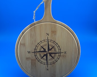 Engraved Bamboo Charcuterie Board – Nautical Compass Design