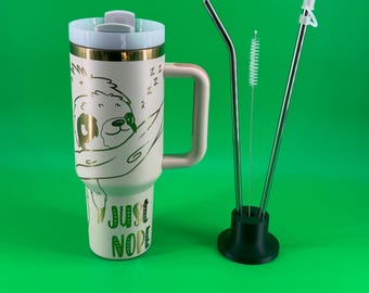 40oz Stainless Steel Tumbler – Laser Engraved Sloth