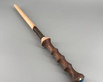 Handcrafted Wooden Wand – Walnut Handle, Hard Maple Shaft, Hippogriff Feather Core