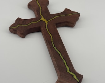 Walnut Lichtenberg/Fractal Burned Cross
