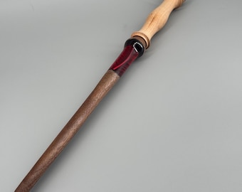 Handcrafted Wooden Wand – Hard Maple Handle, Walnut Shaft, Phoenix Feather Core
