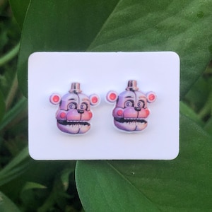 Five Nights at Freddy&#39;s Stud Earrings | Funtime Freddy | Jewelry | Gift