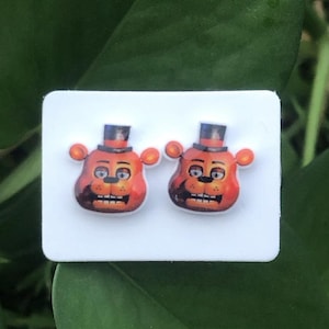 Five Nights at Freddy&#39;s Stud Earrings | Toy Freddy | Jewelry | Gift