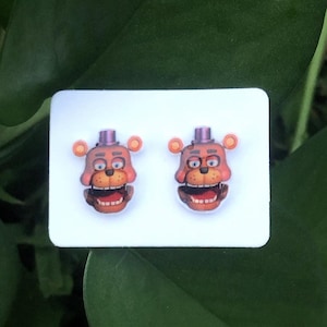 Five Nights at Freddy&#39;s Stud Earrings | Rockstar Freddy | Jewelry | Gift