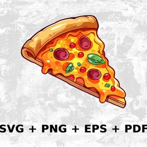 Cartoon Pizza Slice Svg Png Eps, Commercial use Clipart Vector Graphics for Wall Art, Tshirts, Sublimation, Print on Demand, Stickers