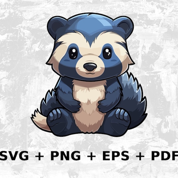 Kawaii Honey Badger Svg Png Eps, Commercial use Clipart Vector Graphics for Wall Art, Tshirts, Sublimation, Print on Demand, Stickers