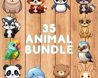 Paquete de imágenes prediseñadas de animales lindos: gráficos vectoriales para uso comercial (descarga digital)